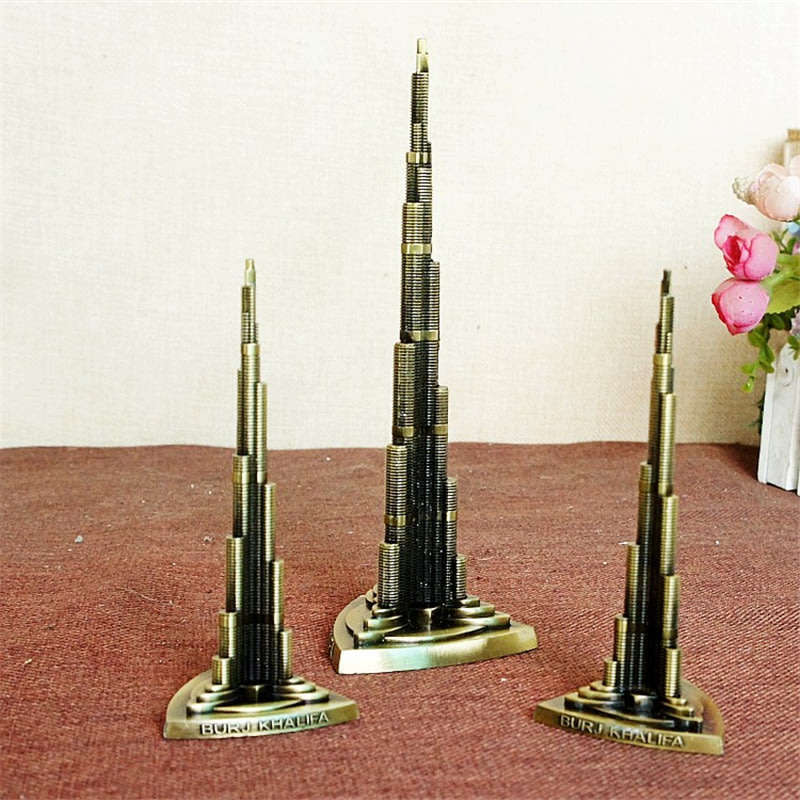 United Arab Emirates Dubai Burj Khalifa Metal Brass Copper Antique Showpiece Model Souvenir Statue