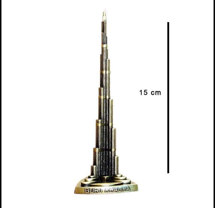United Arab Emirates Dubai Burj Khalifa Metal Brass Copper Antique Showpiece Model Souvenir Statue