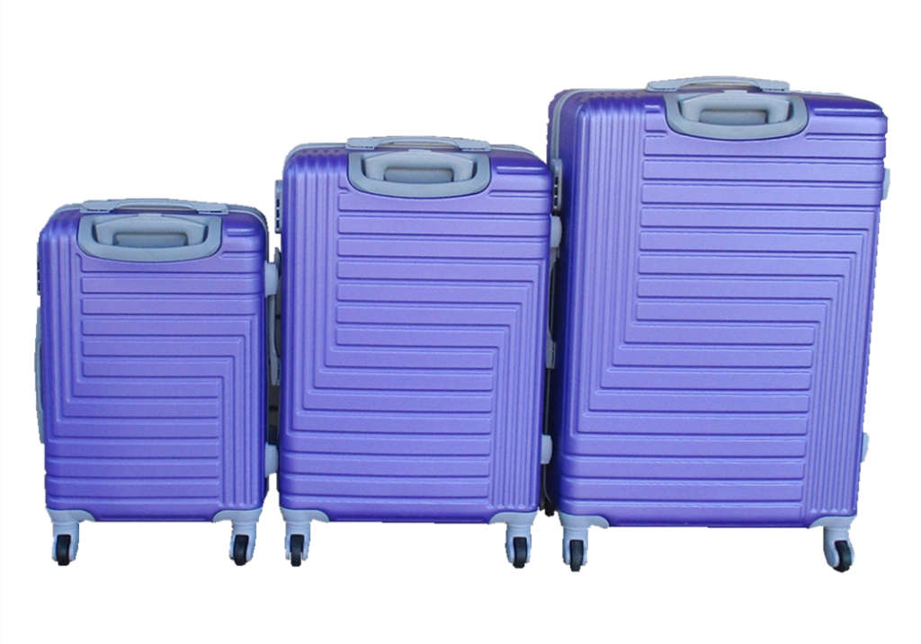 Durable Purple ABS Luggage Set - 3 Sizes, Telescopic Handle, Spinner Wheels, Secure Lock