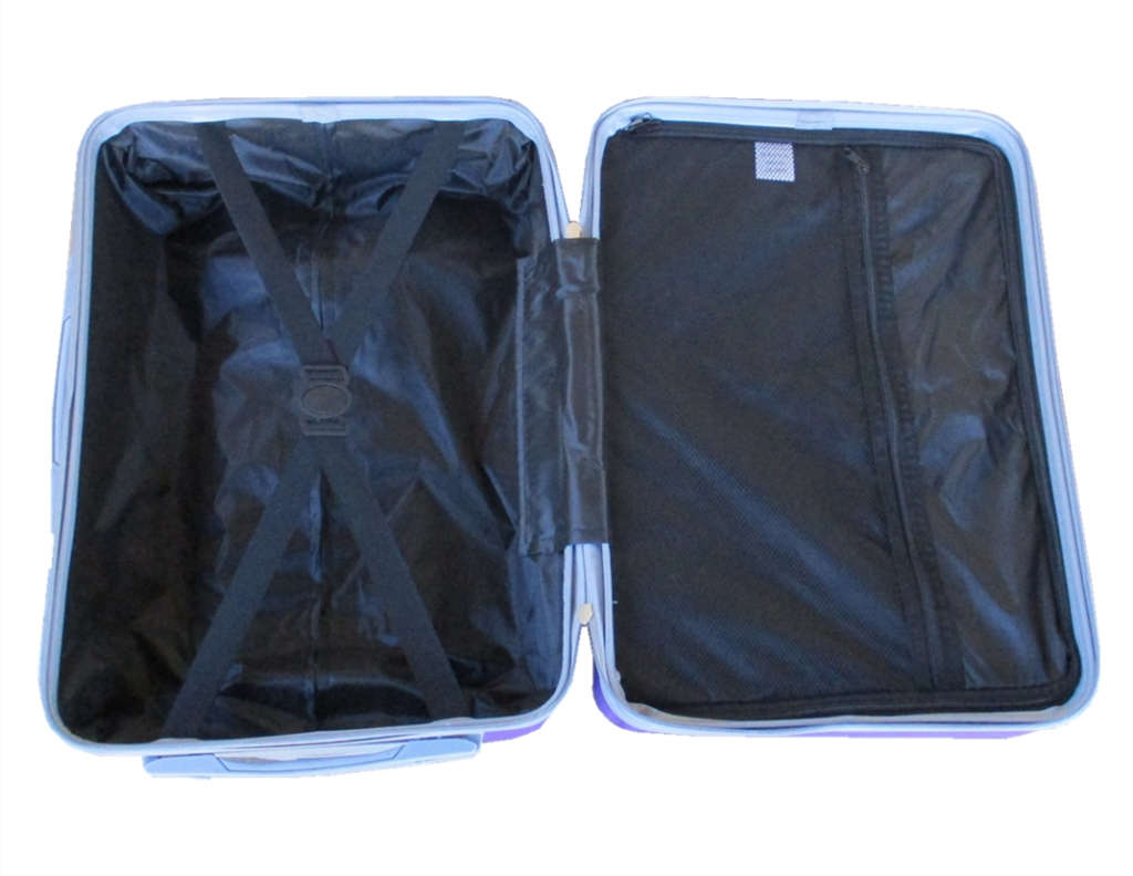 Durable Purple ABS Luggage Set - 3 Sizes, Telescopic Handle, Spinner Wheels, Secure Lock