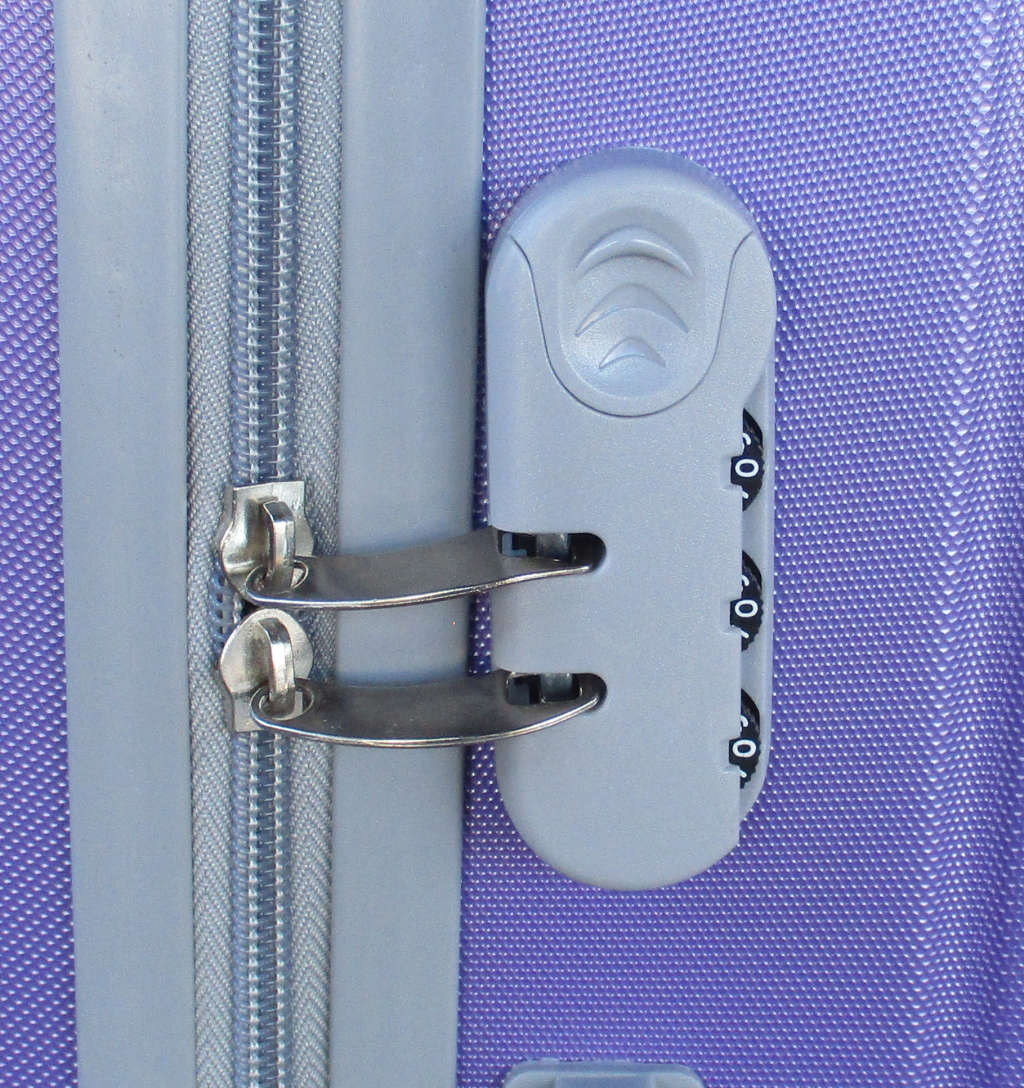 Durable Purple ABS Luggage Set - 3 Sizes, Telescopic Handle, Spinner Wheels, Secure Lock