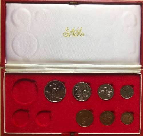1973 South Africa Partial Proof Coin Set - 50, 20, 10, 5, 2, 1 and 1/2 Cents