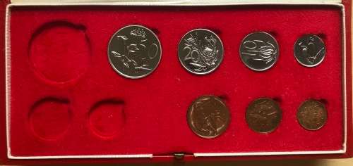 1973 South Africa Partial Proof Coin Set - 50, 20, 10, 5, 2, 1 and 1/2 Cents