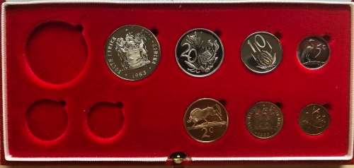1983 South Africa Partial Proof Coin Set - 50, 20, 10, 5, 2, 1 & 1/2 Cents
