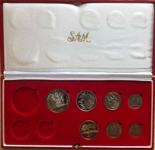 1983 South Africa Partial Proof Coin Set - 50, 20, 10, 5, 2, 1 & 1/2 Cents