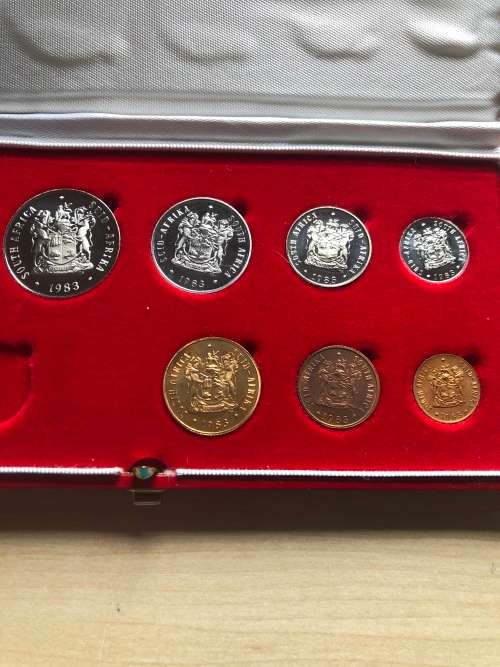 1983 South Africa Partial Proof Coin Set - 50, 20, 10, 5, 2, 1 & 1/2 Cents