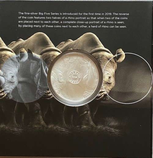 *** The Big Five `Rhino` R5 1 oz Silver Coin. Limited Mintage of 15,000. ***