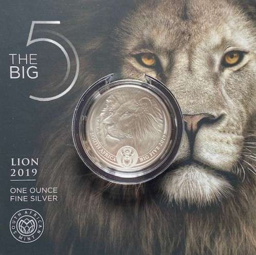 *** The Big Five `Lion` 2019 R5 -1 oz Silver Coin. Limited Mintage of only 15,000 ***