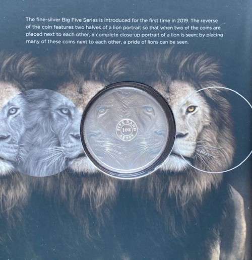 *** The Big Five `Lion` 2019 R5 -1 oz Silver Coin. Limited Mintage of only 15,000 ***