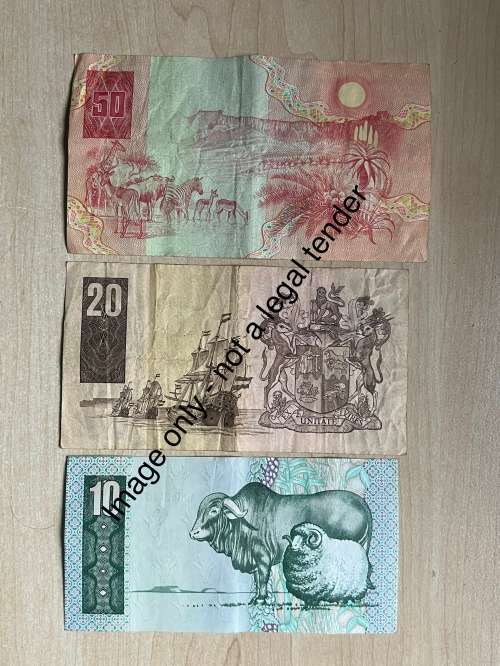 Bank Notes of South Africa - R1, R2, R5, R10, R20 & R50