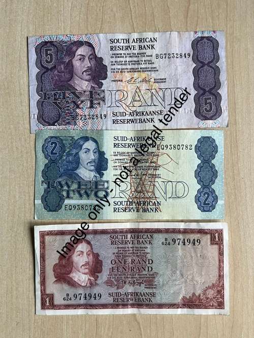 Bank Notes of South Africa - R1, R2, R5, R10, R20 & R50