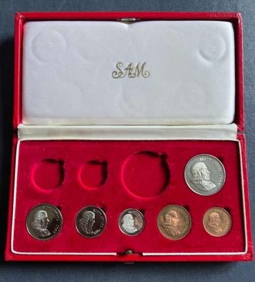 1969 Partial Proof Set - Includes 1c-50c in SA Mint Box. Brilliant Proof Coins.