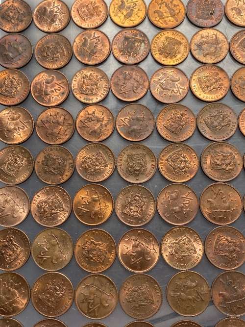 1970 Republic of South Africa Half Cents - `AU/UNC` Mostly Uncirculated condition. Lot of 100 coins.