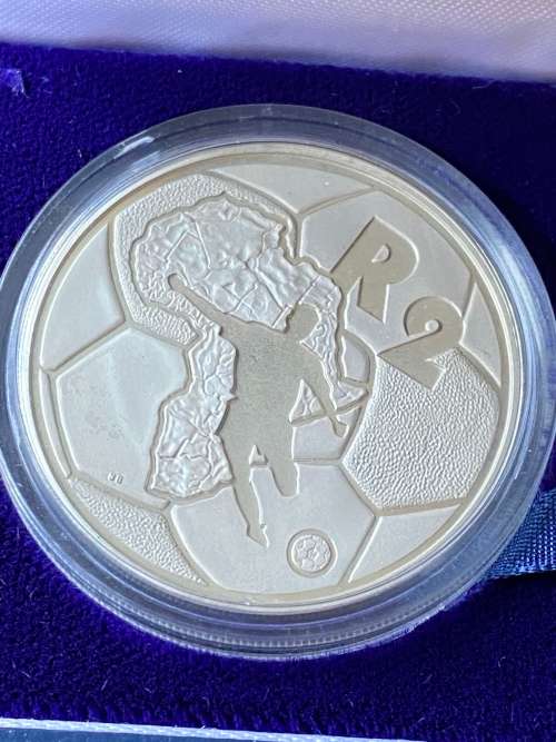 SOCCER - AFRICAN CUP OF NATIONS 1996, R2 Silver Soccer Proof Coin. Mintage 7,500 (STILL SEALED)