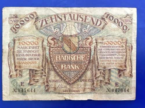 German Notgeld  Baden, Federal state of10,000 Mark Badische Bank