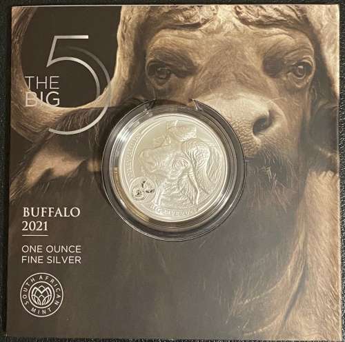 ***The Big 5 `Buffalo` 2021, R5 One Ounce Fine Silver. Limited Mintage 15000 in original packaging**