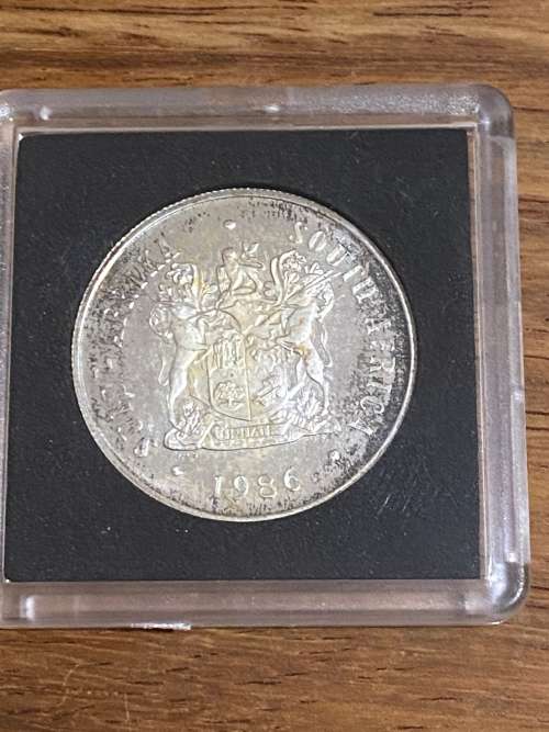1986 Silver R1 Johannesburg. Beautiful Toning. Encapsulated