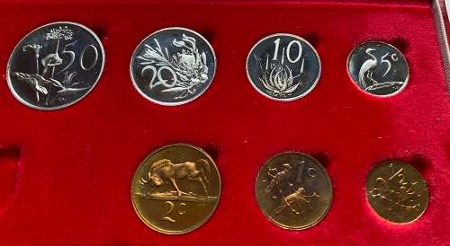 1981 Partial Proof Set - Includes 1/2c - 50c in SA Mint Box. Brilliant Proof Coins.