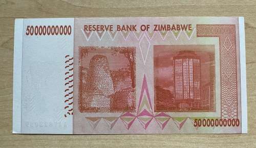 Zimbabwe $50 Billion Dollar note. Uncirculated note