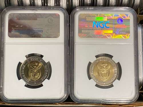 2008 RSA R5, NELSON MANDELA 90th Birthday - BOX of 50 NGC Graded MS66 coins with sequential numbers