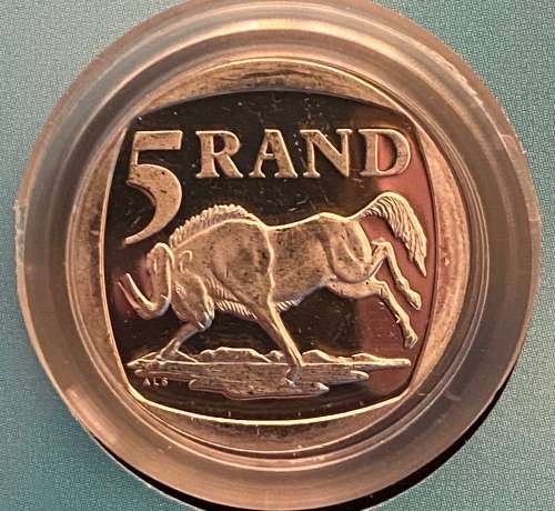 2000 R5 Proof Coin - Mandela Smiley Face. In CD case as issued by South African Mint