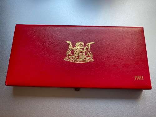 1981 Partial Proof Set - Includes 1/2c - 50c in SA Mint Box. Brilliant Proof Coins.