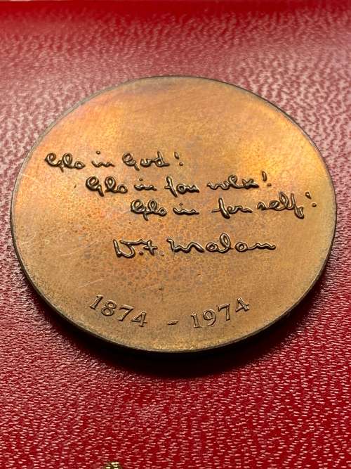 DF Malan Bronze Medal - 1874-1974 - `Glo in God, Glo in jou werk, Glo in jouself`
