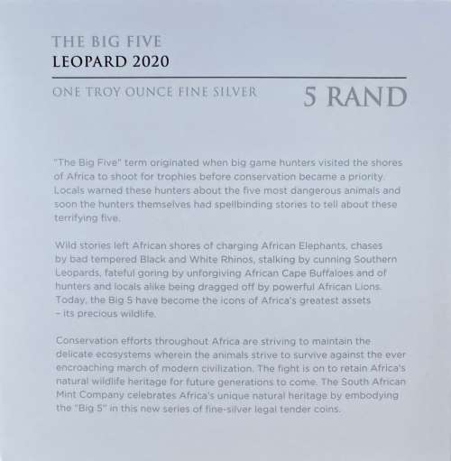 *** The Big Five `Leopard` R5 1 oz Silver Coin. Limited Mintage of 15,000. ***