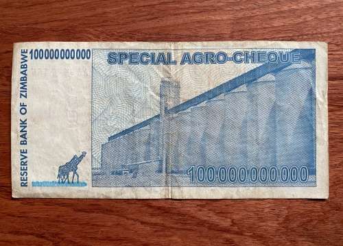 Zimbabwe $100 BILLION SPECIAL AGRO-CHEQUE - Issued 2008 - Governor Dr G. Gono