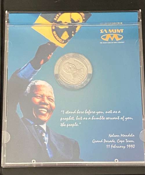 2000 R5 Proof Coin - Mandela Smiley Face. In CD case as issued by South African Mint