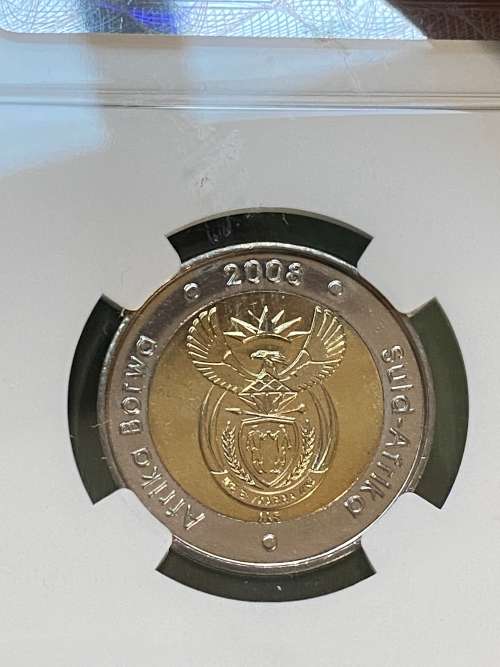 2008 RSA R5, NELSON MANDELA 90th Birthday - BOX of 50 NGC Graded MS66 coins with sequential numbers