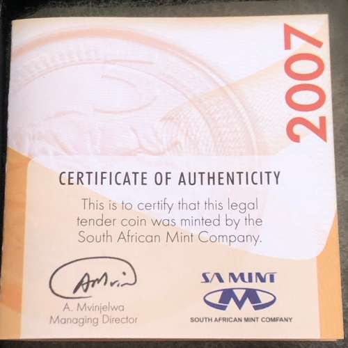 2007 R5 MINTMARK COIN (Encapsulated) - struck on Oom Paul coining press.