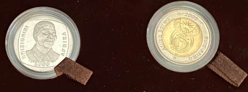 2000 & 2008 - The Nelson Mandela Commemorative R5 coin set in SAM Box