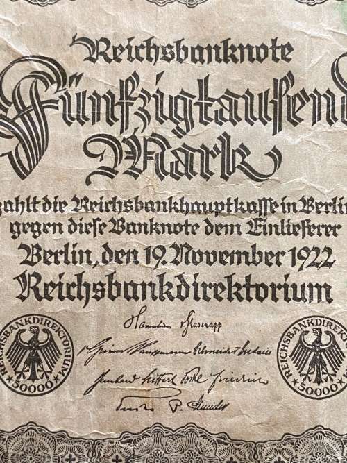 REICHSBANKNOTE, Germany issued 19 November 1922. Big note 180mm (Length)