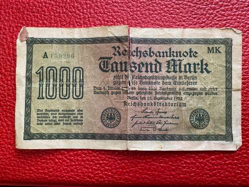 REICHSBANKNOTE, Germany issued 15 September 1922