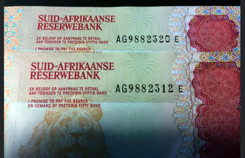 R50 UNC NOTES IN SEQUENCE - CL Stals - 1st Issue - 9 X UNC notes - AG9882312E - AG9882320E