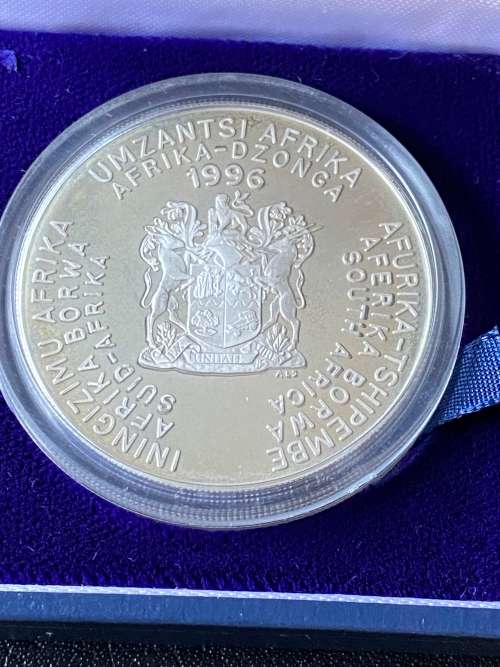 SOCCER - AFRICAN CUP OF NATIONS 1996, R2 Silver Soccer Proof Coin. Mintage 7,500 (STILL SEALED)