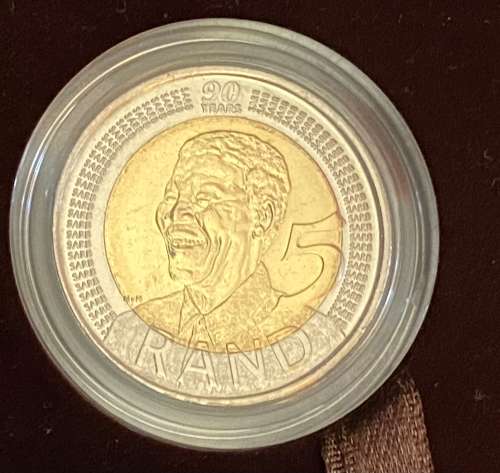 2000 & 2008 - The Nelson Mandela Commemorative R5 coin set in SAM Box