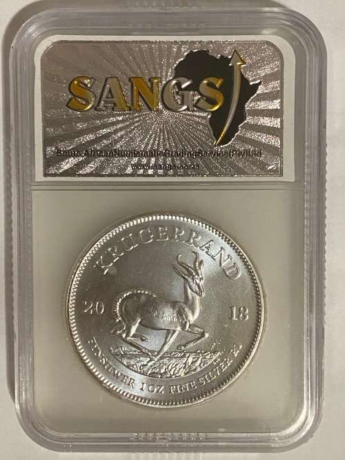 2018 South Africa Silver 1 oz Krugerrand - SANGS Graded MS66