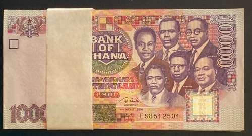 Ghana 10,000 Cedis Bank Notes - 100 in Sequence. Issued In 2006