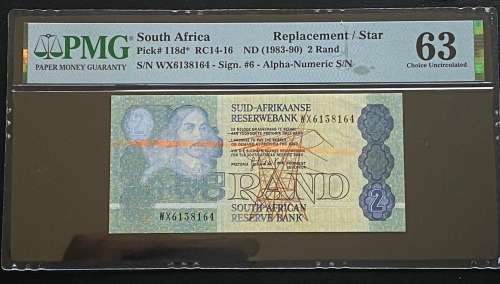 1983-90 R2 Note Replacement Error Note. Note was Cancelled. Governor Gerhard De Kock. Pick # 118d.