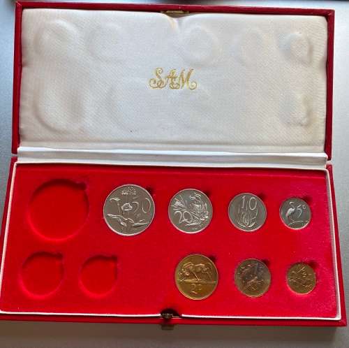 1981 Partial Proof Set - Includes 1/2c - 50c in SA Mint Box. Brilliant Proof Coins.