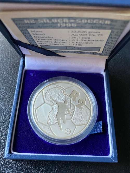 SOCCER - AFRICAN CUP OF NATIONS 1996, R2 Silver Soccer Proof Coin. Mintage 7,500 (STILL SEALED)