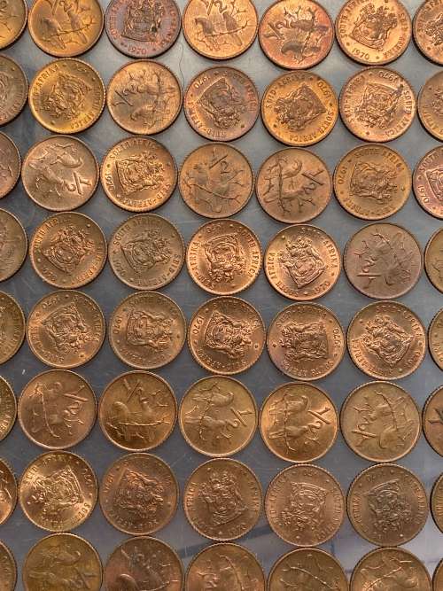 1970 Republic of South Africa Half Cents - `AU/UNC` Mostly Uncirculated condition. Lot of 100 coins.