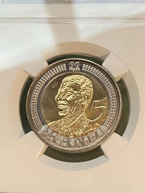 2008 South Africa R5, NELSON MANDELA 90th Birthday - NGC Graded MS66