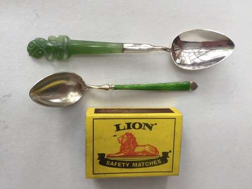 2 antique English, 1 Dutch and 1 Roman style silver teaspoons