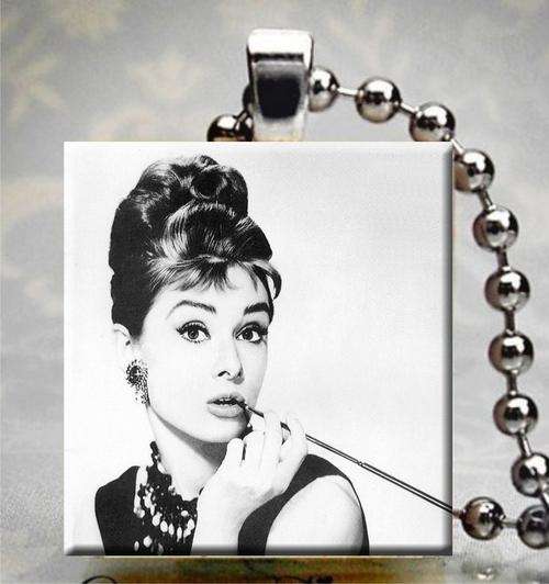 Audrey Hepburn pendant with a free BALL CHAIN NECKLACE