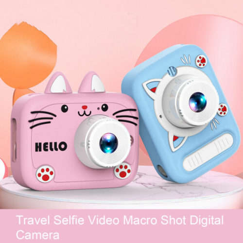 Cat Ear Kids Image And Video Camera with Lanyard,5 Built In Games