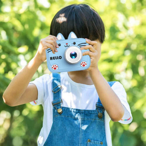 Cat Ear Kids Image And Video Camera with Lanyard,5 Built In Games