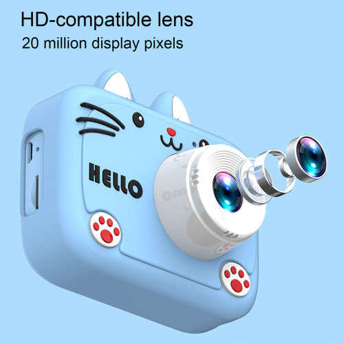 Cat Ear Kids Image And Video Camera with Lanyard,5 Built In Games